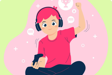 a kid with headphones